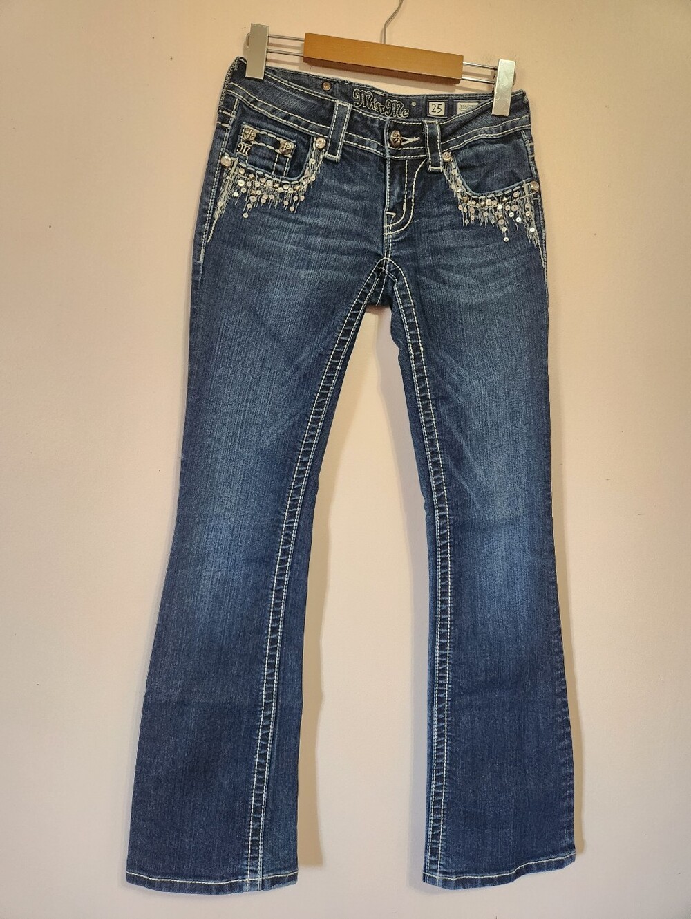 Miss Me Exclusive for Buckle Y2K McBling Embellished Bootcut Jeans Size 25